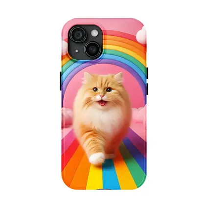 Fluffy Orange Cat Rainbow Pink Fantasy