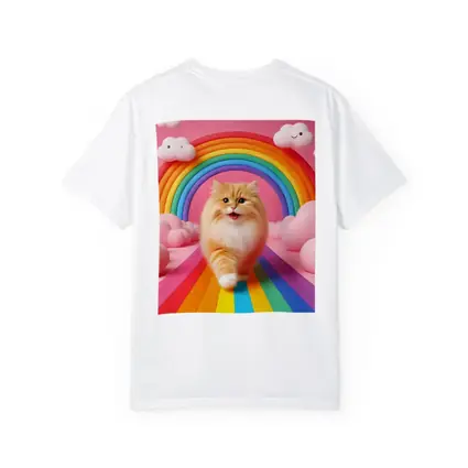 Fluffy Orange Cat Rainbow Pink Fantasy
