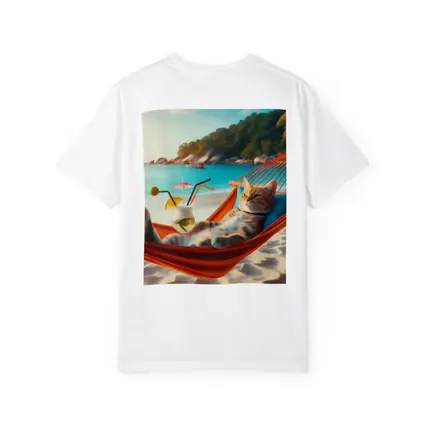 Cat Relaxing In Hammock Beach Scene