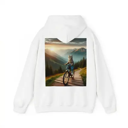 Cat Riding Bicycle Mountain Sunset Trail