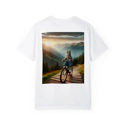 Cat Riding Bicycle Mountain Sunset Trail