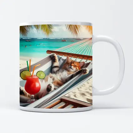 Relaxing Cat Hammock Tropical Beach Summer