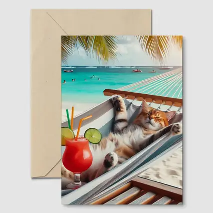 Relaxing Cat Hammock Tropical Beach Summer