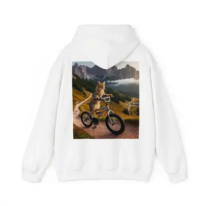 Tabby Cat Riding Bicycle Mountain Landscape