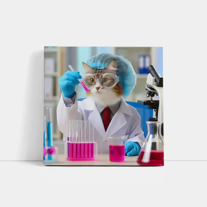 Scientist Cat In Laboratory Wearing Lab Coat