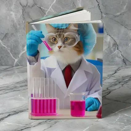 Scientist Cat In Laboratory Wearing Lab Coat