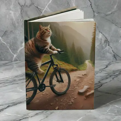 Cat Riding Bicycle Forest Mountain Trail