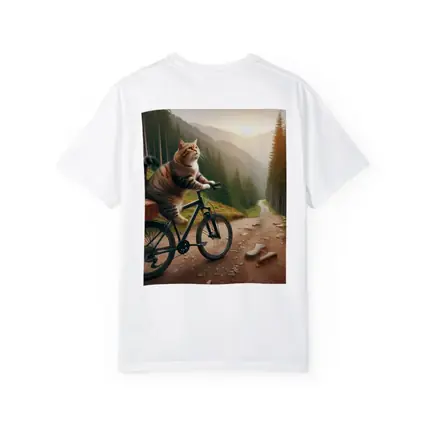 Cat Riding Bicycle Forest Mountain Trail