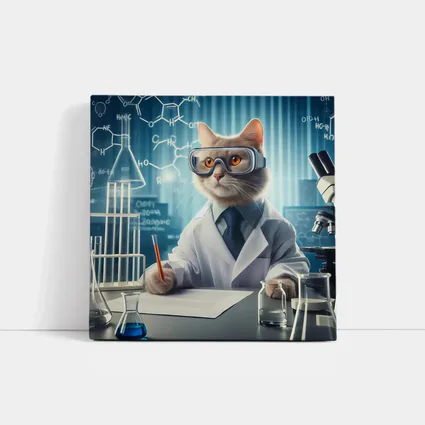 Scientist Cat Lab Coat Chemistry Background