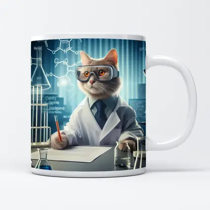 Scientist Cat Lab Coat Chemistry Background