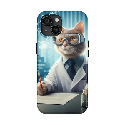 Scientist Cat Lab Coat Chemistry Background