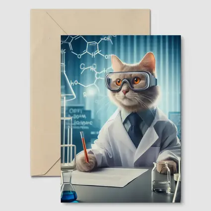 Scientist Cat Lab Coat Chemistry Background