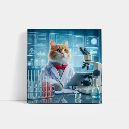 Cat Scientist in Lab White Coat