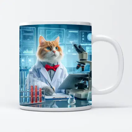 Cat Scientist in Lab White Coat