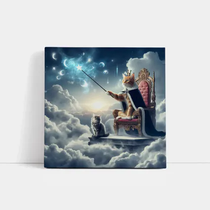 Royal Cat King Throne Magical Clouds Fantasy