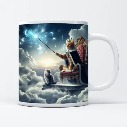 Royal Cat King Throne Magical Clouds Fantasy