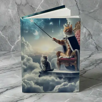 Royal Cat King Throne Magical Clouds Fantasy