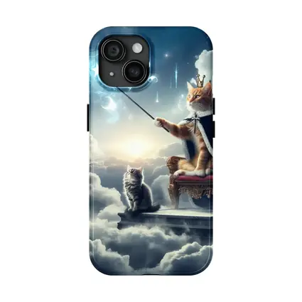Royal Cat King Throne Magical Clouds Fantasy