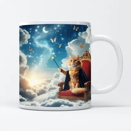 Orange Cat Wizard Throne Dreamy Sky