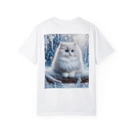Fluffy White Cat Snowy Winter Forest