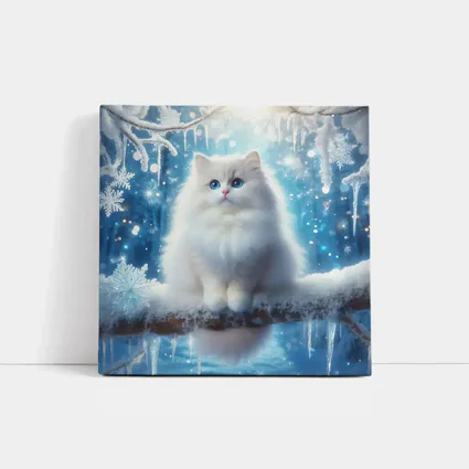 White Ragdoll Cat Snowy Winter Forest