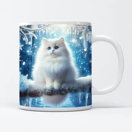 White Ragdoll Cat Snowy Winter Forest
