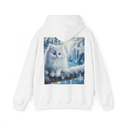White Persian Kitten Blue Eyes Winter Snow