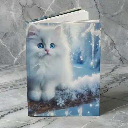 White Persian Kitten Blue Eyes Winter Snow