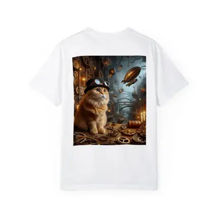 Orange Cat Steampunk City Airship Background