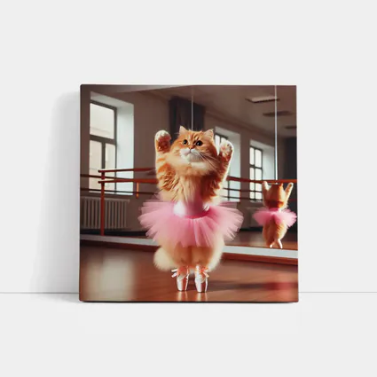 Orange Cat Ballerina Dancing In Studio