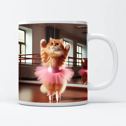 Orange Cat Ballerina Dancing In Studio
