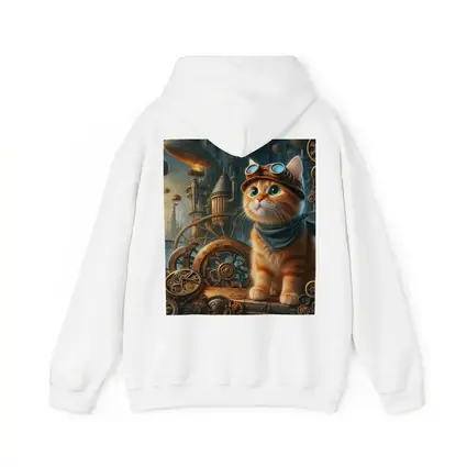 Orange Tabby Cat Steampunk Gears City