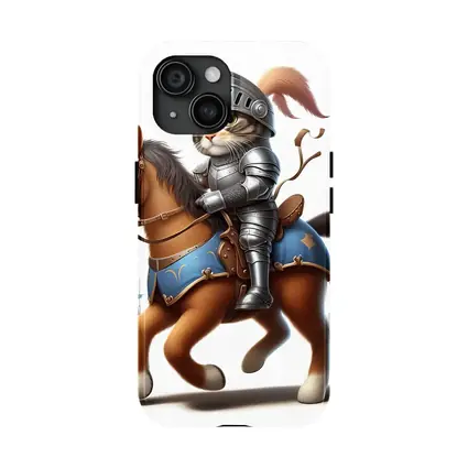 Cat Knight in Armor Riding Horse