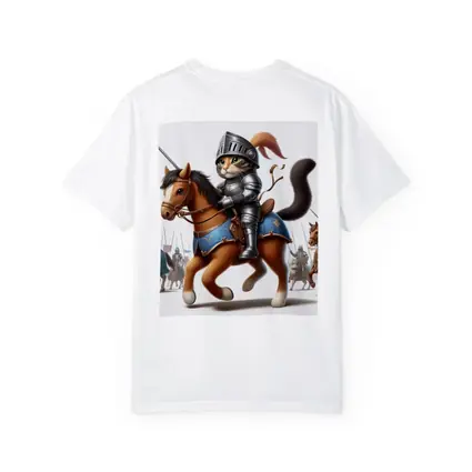 Cat Knight in Armor Riding Horse