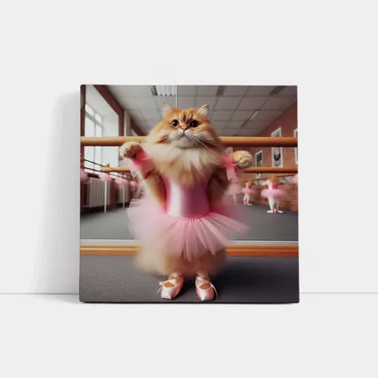 Fluffy Orange Cat Ballet Dancer Pink Tutu