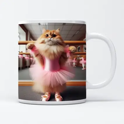 Fluffy Orange Cat Ballet Dancer Pink Tutu