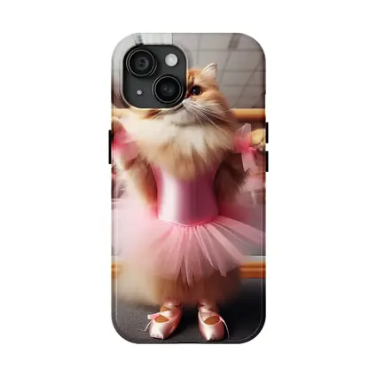 Fluffy Orange Cat Ballet Dancer Pink Tutu