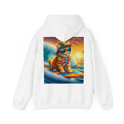 Orange Tabby Cat Surfing Ocean Sunset Waves