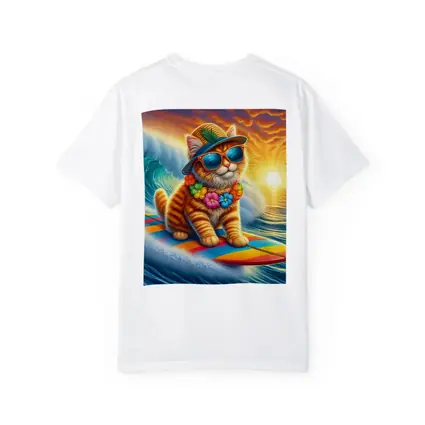Orange Tabby Cat Surfing Ocean Sunset Waves