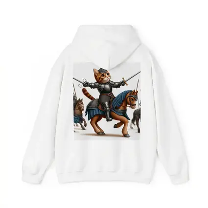 Orange Cat Knight Riding Horse With Swords