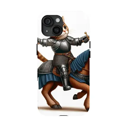 Orange Cat Knight Riding Horse With Swords