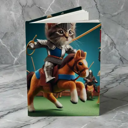 Kitten Knight Jousting on Toy Horse