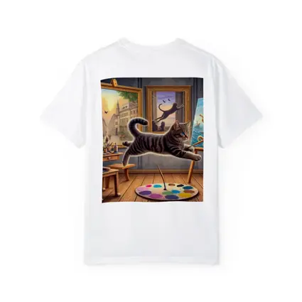 Playful Tabby Cat Artist Studio Painting