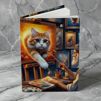Orange Cat Leaping From Artist Studio Painting