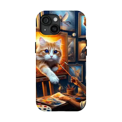 Orange Cat Leaping From Artist Studio Painting