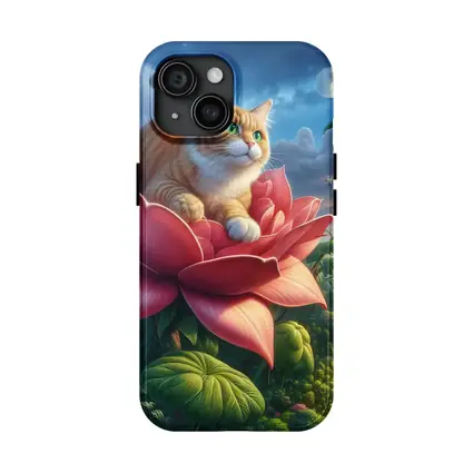 Orange Cat Resting on Giant Pink Flower