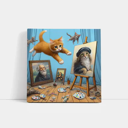 Cats Artist Studio Funny Feline Art Scene