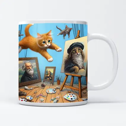 Cats Artist Studio Funny Feline Art Scene