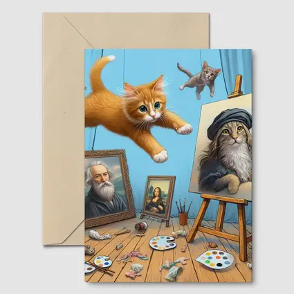 Cats Artist Studio Funny Feline Art Scene