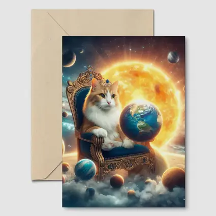 Royal Cat on Throne Space Galaxy